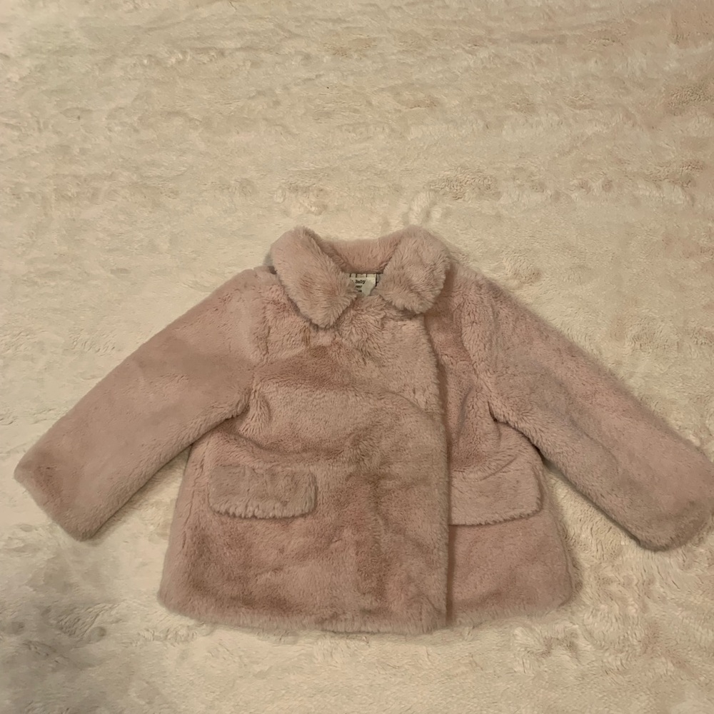Zara faux fur pink coat 24m